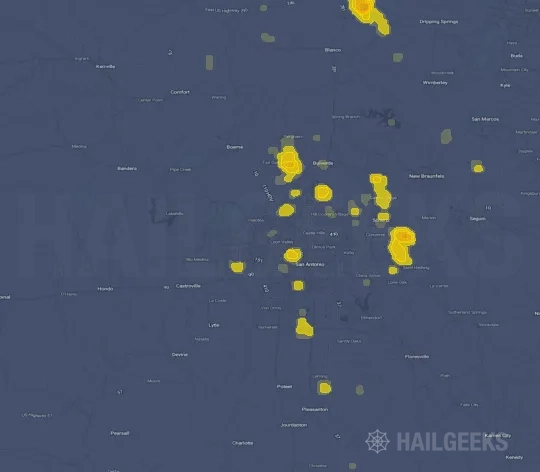 Hail map for San Antonio, TX