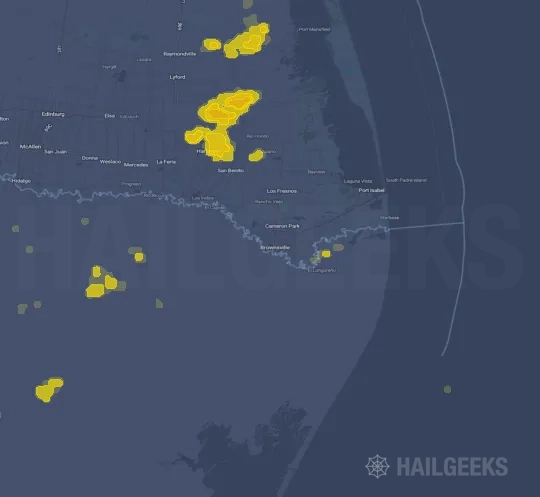 Hail map for Brownsville, TX