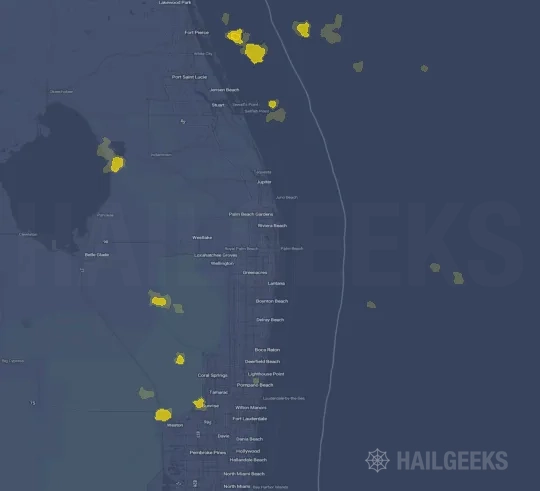 Hail map for West Palm Beach, FL