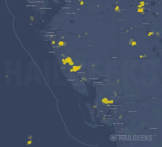 Hail map for North Port, FL