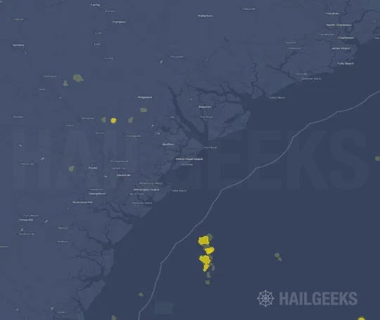 Hail map for Hilton Head Island, SC