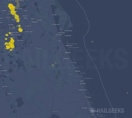 Hail map for Palm Bay, FL