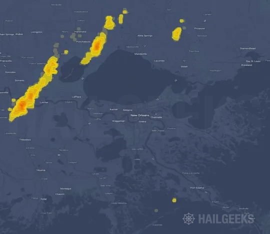 Hail map for New Orleans, LA on Sep 23, 2023