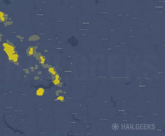Hail map for Texarkana, AR on Sep 23, 2023
