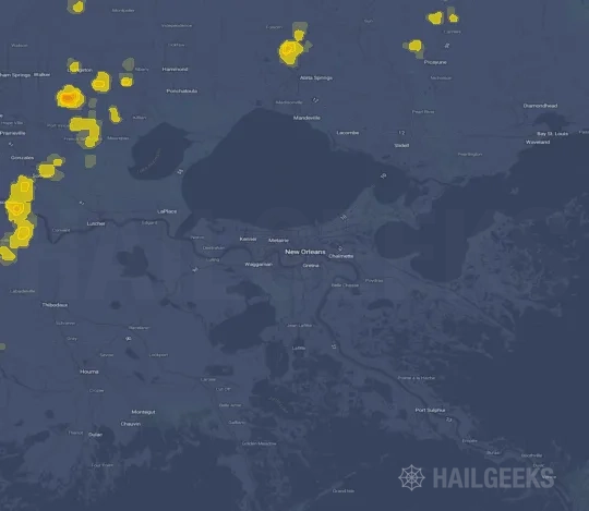 Hail map for New Orleans, LA on Sep 24, 2023