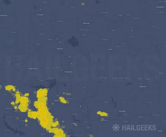 Hail map for Texarkana, AR