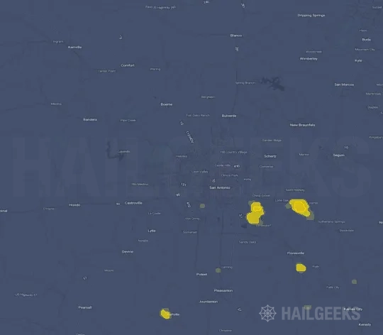 Hail map for San Antonio, TX
