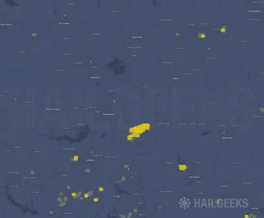 Hail map for Texarkana, AR
