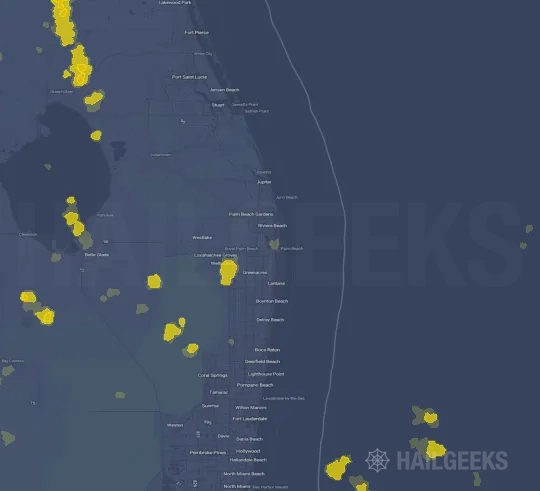 Hail map for West Palm Beach, FL