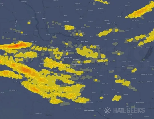 Hail map for Saint Louis, MO