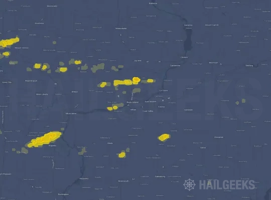 Hail map for Davenport, IA