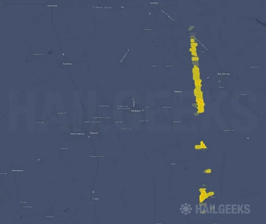 Hail map for Midland, TX
