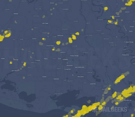 Hail map for Lafayette, LA