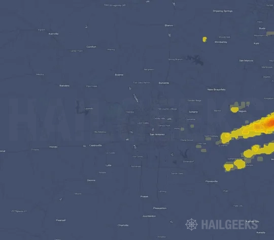 Hail map for San Antonio, TX
