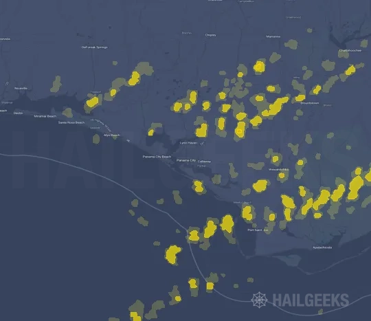 Hail map for Panama City, FL