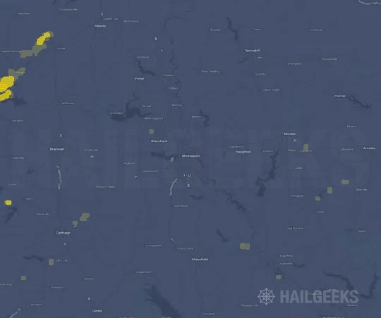 Hail map for Shreveport, LA