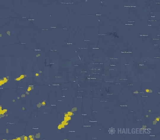 Hail map for San Antonio, TX