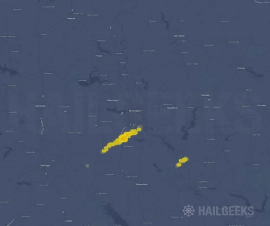 Hail map for Shreveport, LA