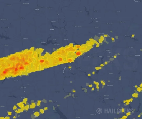 Hail map for Shreveport, LA