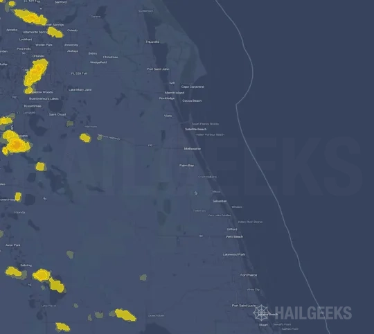 Hail map for Palm Bay, FL
