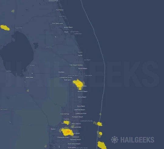 Hail map for West Palm Beach, FL