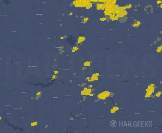 Hail map for Texarkana, AR
