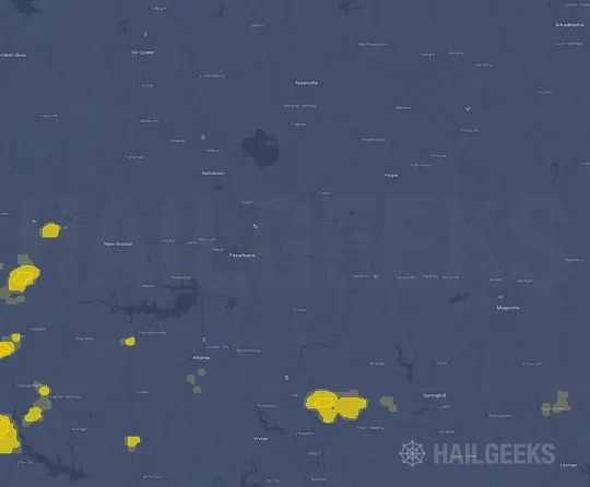 Hail map for Texarkana, AR