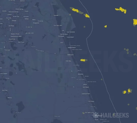 Hail map for Palm Bay, FL on Mar 23, 2024