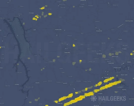Hail map for Clarksville, TN