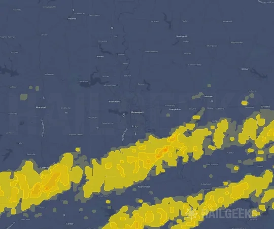 Hail map for Shreveport, LA