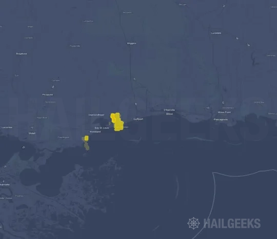 Hail map for Gulfport, MS on Apr 15, 2024