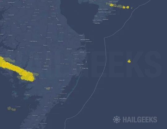 Hail map for Ocean City, MD