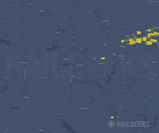 Hail map for Shreveport, LA