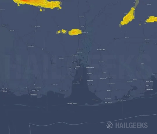 Hail map for Mobile, AL
