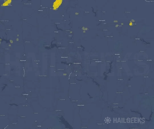 Hail map for Shreveport, LA