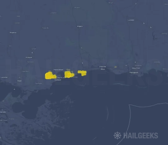 Hail map for Gulfport, MS