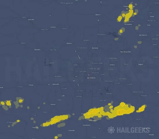 Hail map for San Antonio, TX