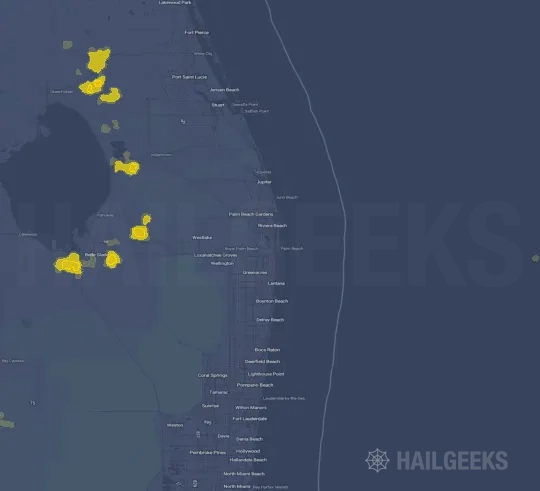 Hail map for West Palm Beach, FL