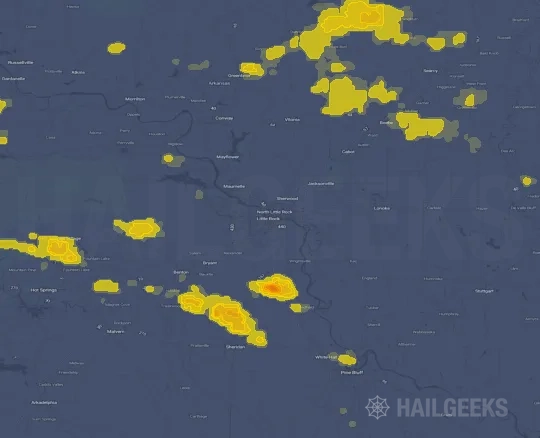 Hail map for Little Rock, AR