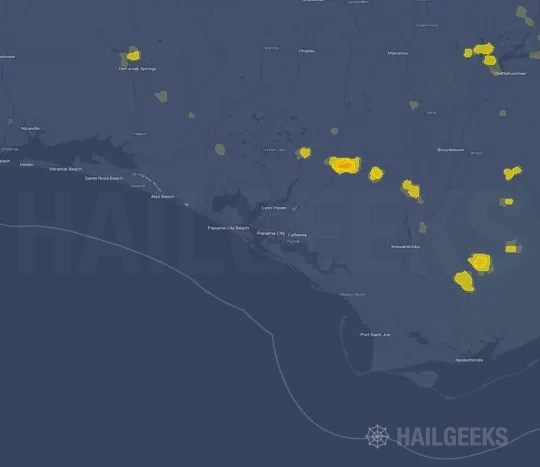 Hail map for Panama City, FL