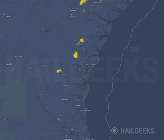 Hail map for Brunswick, GA
