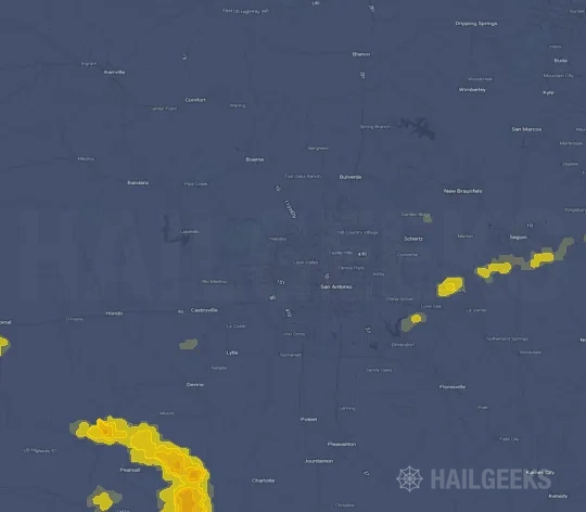 Hail map for San Antonio, TX