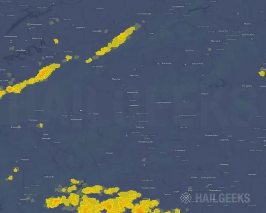 Hail map for Asheville, NC
