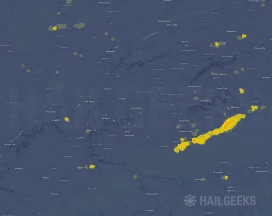 Hail map for Knoxville, TN