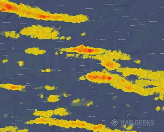 Hail map for Asheville, NC
