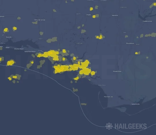 Hail map for Panama City, FL