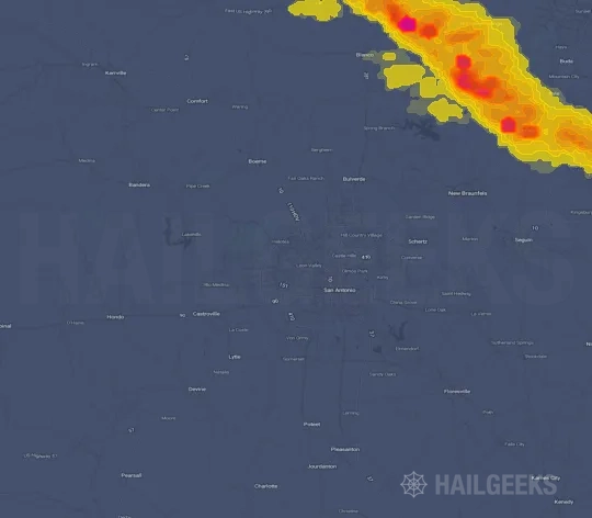 Hail map for San Antonio, TX on May 9, 2024