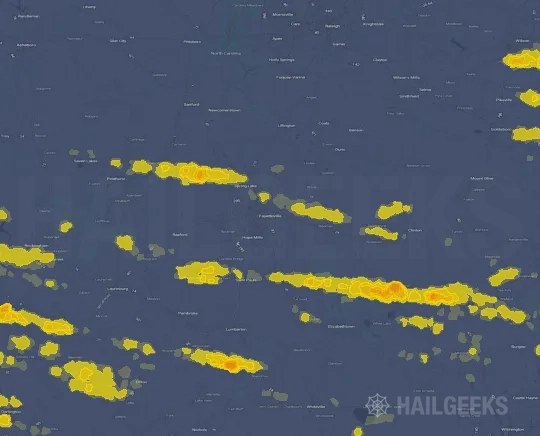 Hail map for Fayetteville, NC on May 10, 2024