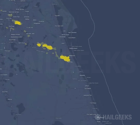 Hail map for Palm Bay, FL