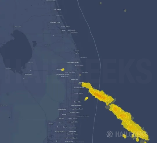 Hail map for West Palm Beach, FL